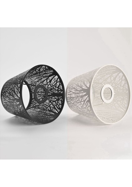 2x Küçük Lamba Gölgesi Barrel Metal Abajur Masa Avizesi Duvar Lambası Için Ağaç Deseni ile Siyah (Yurt Dışından)