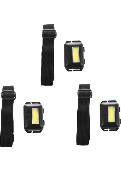 3x Cob LED Mini Kafa Işık Lambası Far Far 3 Mod Yağmur Geçidi Kafa El Feneri Dış Mekan Kamp Balıkçılık Siyah (Yurt Dışından)