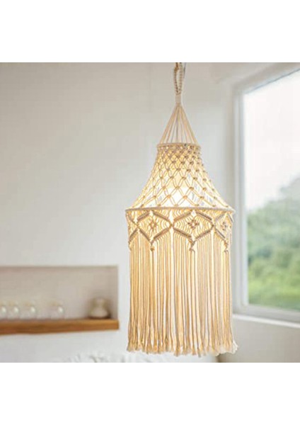2x Macrame Lamba Gölge Asma Kolye Işık Kapağı Modern Yatak Odası Oturma Odası Kreş Yurt Odası Bohem Ev Dekor (Yurt Dışından) modelleri