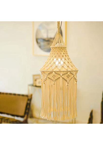 2x Macrame Lamba Gölge Asma Kolye Işık Kapağı Modern Yatak Odası Oturma Odası Kreş Yurt Odası Bohem Ev Dekor (Yurt Dışından) indirimleri