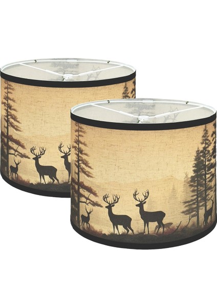 2 Lambalı Tonlar Seti Masa Lambaları Zemin Lambaları Yedek Abajurlar Için Geyikli Kumaş Abajurlar (Yurt Dışından)