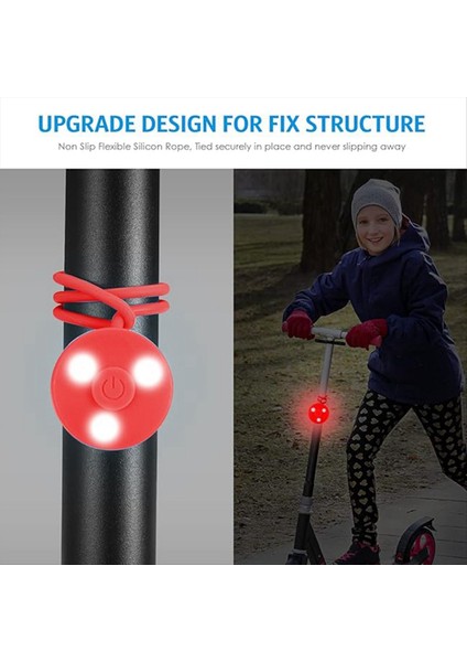 Silikon Sırt Çantası Işık 3 LED Bisiklet Yürüyüşü Vurgu Işık Taşınabilir Bisiklet Tail Işık Uyarı Işık Açık Flaş (Yurt Dışından)