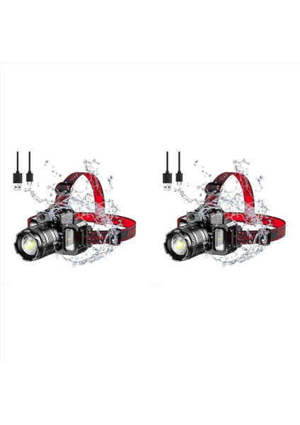 2x LED Kafa Işığı Şarj Edilebilir Kafa Işığı Yetişkinler Için 360 ° Ayarlanabilir Açı Far Flash Işık Hareket Sensörü Balıkçılık Için (Yurt Dışından)