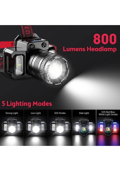 2x LED Kafa Işığı Şarj Edilebilir Kafa Işığı Yetişkinler Için 360 ° Ayarlanabilir Açı Far Flash Işık Hareket Sensörü Balıkçılık Için (Yurt Dışından) fırsatları