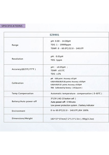 Tds / Ph / Semp Üç Tek Test Pen Phe Ph Ph Su Kalitesi Test Kalemi (Yurt Dışından) fiyatları
