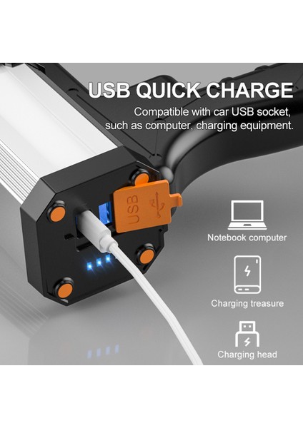 Superbright Spot Işığı El Feneri Şarj Edilebilir 18650 Pil 3 Modlu Işık USB Güç Şarj Cihazı Dahil (Yurt Dışından) modelleri