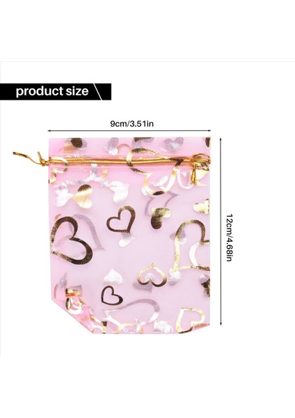 100 Adet 9X12CM Kalp Baskılı Pembe Organze Çantaları Mücevher Torbası Çantaları Organze Brawstring Torbaları Düğün Iyilikleri Şeker Çantaları (Yurt Dışından)