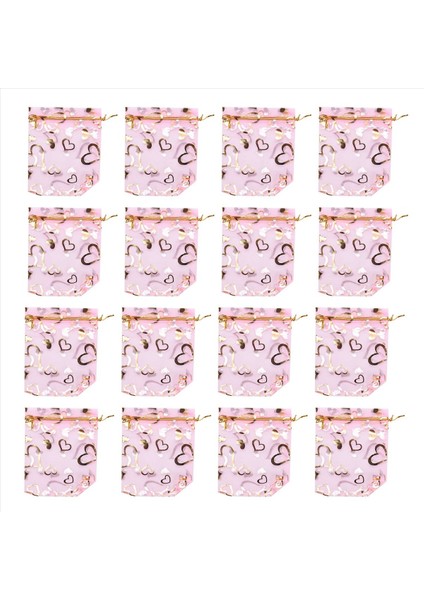 100 Adet 9X12CM Kalp Baskılı Pembe Organze Çantaları Mücevher Torbası Çantaları Organze Brawstring Torbaları Düğün Iyilikleri Şeker Çantaları (Yurt Dışından) modelleri