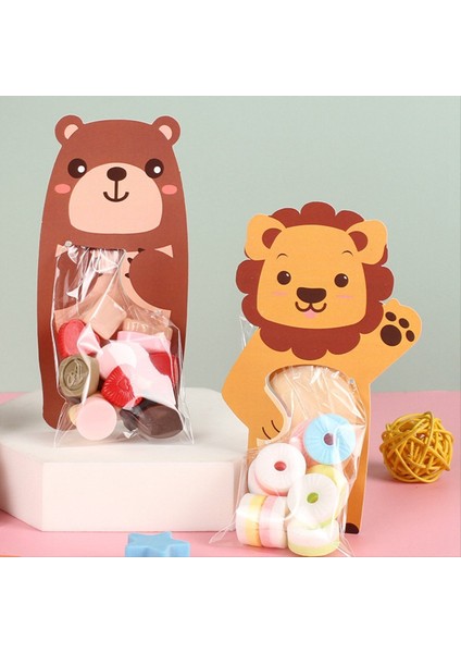 Karikatür Hayvan Şeker Torbası Çantası Sevimli Tavşan Aslan Atıştırmalık Kurabiye Çantası Orman Doğum Günü Partisi Bebek Duş Dekorasyonu C (Yurt Dışından) modelleri