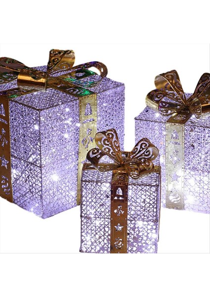 Noel Dekorasyon Kutusu Üç Parçalı Set Kazık Süsleri Demir Kutusu Aydınlık Christma Malzemeleri Sahne Düzeni C (Yurt Dışından) indirimleri