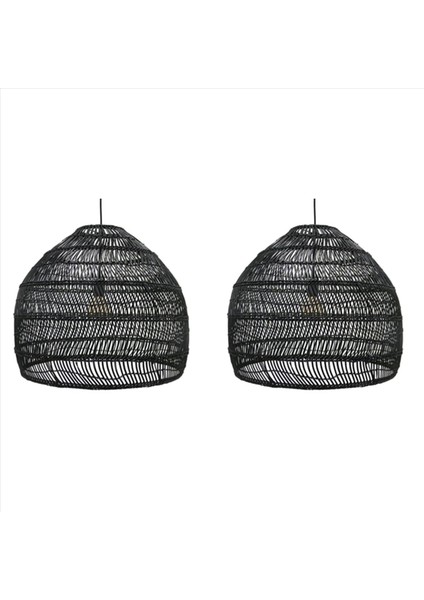 2x Rattan Lamba Kolye Işık Vintage Asma LED LED Oturma Odası Yemek Odası Ev Dekor Cafe Restoran Hanglamp (Yurt Dışından)