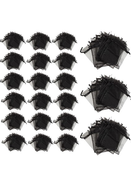 200 Siyah Organza Düğün Iyiliği Çantalar Mücevher Torbaları 9cm x 12CM (Yurt Dışından)