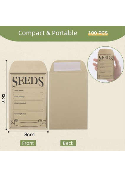 100 Pcs Tohum Paketleri Zarflar Tohum Depolama Için Küçük Tohum Zarfları Kendi Kendini Sızdırmaz (Yurt Dışından) fiyatları
