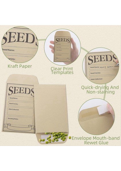 100 Pcs Tohum Paketleri Zarflar Tohum Depolama Için Küçük Tohum Zarfları Kendi Kendini Sızdırmaz (Yurt Dışından) modelleri