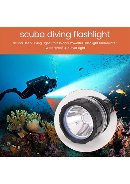 Tüplü Derin Dalış Işığı Profesyonel Güçlü El Feneri Sualtı Su Geçirmez LED Dalgıç Işık Siyah (Yurt Dışından) fırsatları