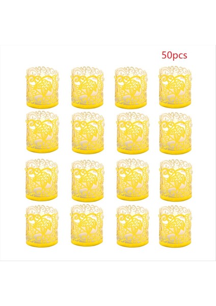 50PCS LED Mum Abajur Lazer Kesim Peçete Halka Peçete Toka Tutucu Lazer Takip Edilen Abajur Parti Masa Dekoru A (Yurt Dışından) fiyatları