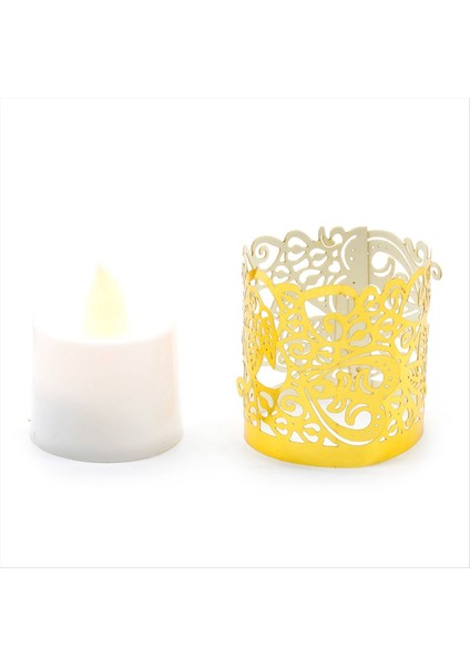 50PCS LED Mum Abajur Lazer Kesim Peçete Halka Peçete Toka Tutucu Lazer Takip Edilen Abajur Parti Masa Dekoru A (Yurt Dışından) indirimleri