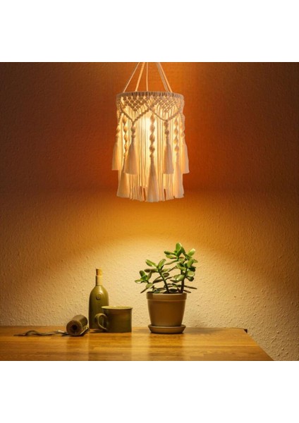 Boho Lamba Gölgesi Boho Asma Lamba El Yapımı Makrome Lamba Gölge Fiş Kolye Işık Bohem Asma Işıklar (Yurt Dışından) indirimleri
