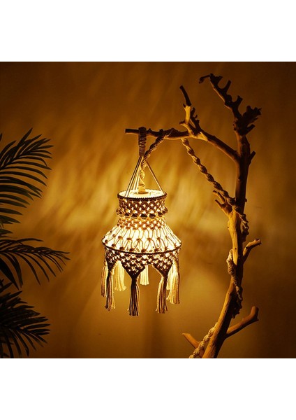 2x Macrame Lamba Gölgesi Boho Asma Kolye Işık Kapağı Yatak Odası Oturma Odası Kreş Yurt Ev Dekor (Yurt Dışından) indirimleri