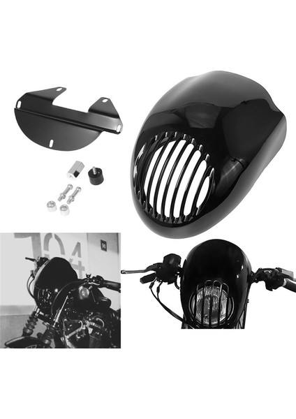 Harley 883 Için XL1200 Retrofit Grille Head Light Lamba Koruyucu Kaplama Motosiklet Aksesuarları Mat Siyah (Yurt Dışından) indirimleri
