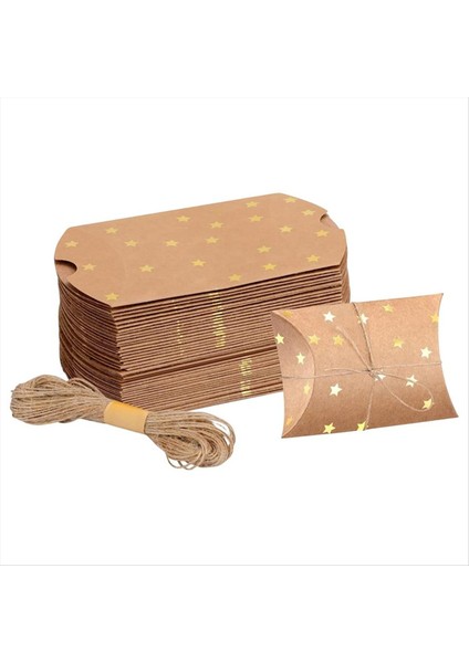 Kağıt Çikolata Kutuları Boş Yastık Şekli Kağıt Şeker Ambalaj Kutusu Altın Yıldızlar Desen Küçük El Yapımı Kurabiye Kutusu (Yurt Dışından)