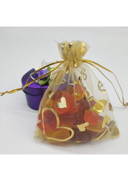 100PCS 9X12CM Şeffaf Çizme Kalp Organze Mücevher Torbaları Düğün Partisi Noel Iyilik Çantaları (Altın) (Yurt Dışından) fırsatları