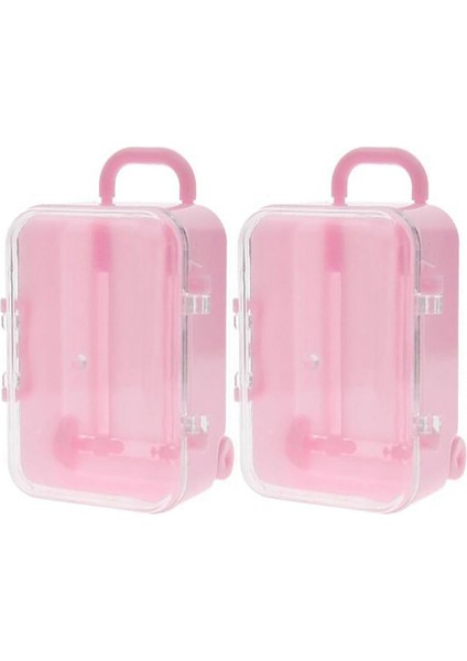 2x Pembe Mini Roller Seyahat Bavul Şeker Kutusu Kişilik Yaratıcı Düğün Şeker Kutusu Bagaj Tramvay Kılıfı Şeker Oyuncak (Yurt Dışından)