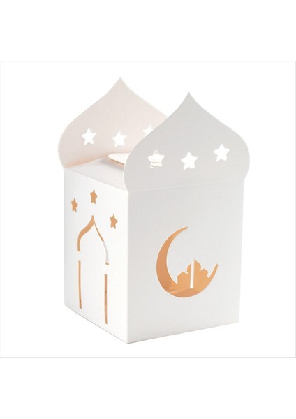 50PCS Eid Mübarek Şeker Kutuları Hollow Star Moon Kurabiye Ambalaj Kutusu Ramazan Islam Müslüman Dekorasyon Malzemeleri (Yurt Dışından)