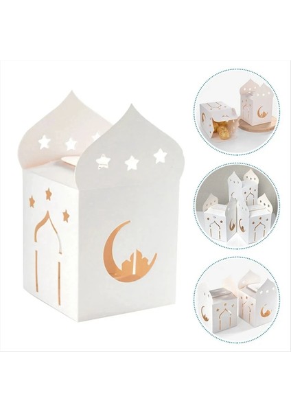 50PCS Eid Mübarek Şeker Kutuları Hollow Star Moon Kurabiye Ambalaj Kutusu Ramazan Islam Müslüman Dekorasyon Malzemeleri (Yurt Dışından) fırsatları
