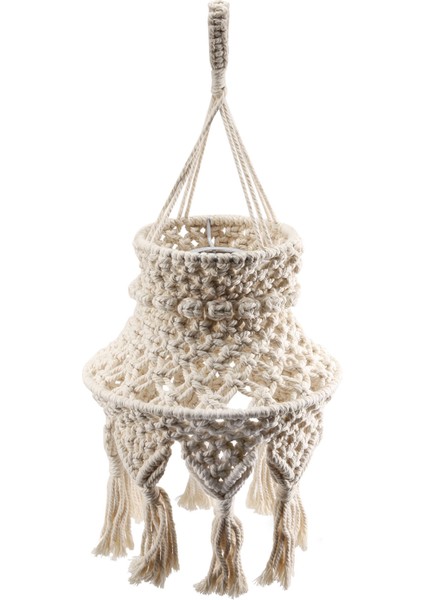 Makrome Lamba Gölgesi Boho Asılı Kolye Işık Kapağı Yatak Odası Oturma Odası Kreş Yurt Ev Dekor Için Avize Gölge (Yurt Dışından) indirimleri