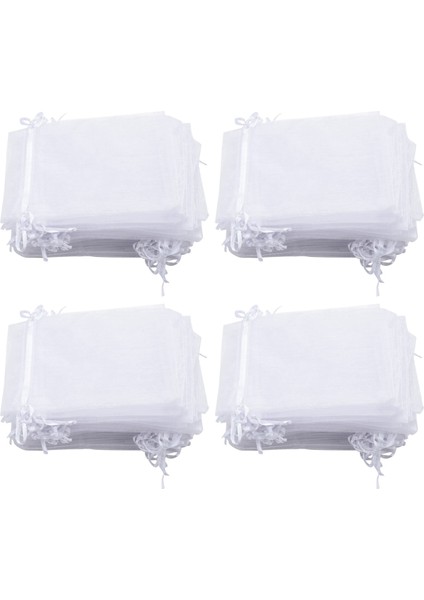 200 Adet 4 x 6 Inç Organze Çantaları Çizmek Mücevher Torbaları Düğün Parti Lehine Çantalar (Beyaz) (Yurt Dışından)