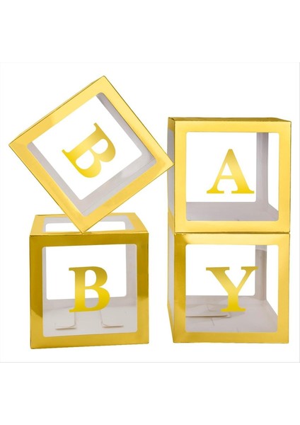 4pcs Bebek Duş Için Bebek Kutuları Altın Berrak Balon Kutusu Cinsiyet Ortaya Çıkıyor Dekorasyonlar ve Doğum Günü Dekorasyonları (Yurt Dışından)