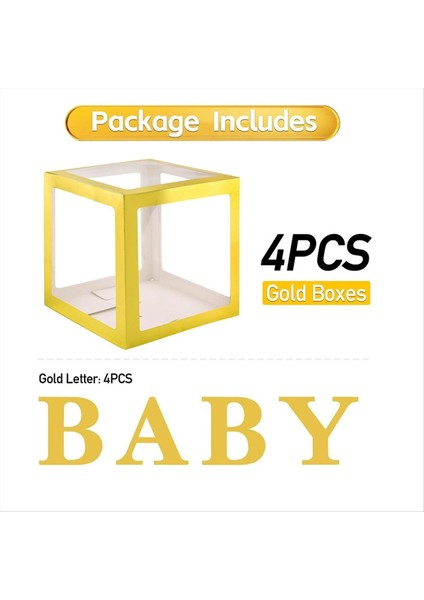 4pcs Bebek Duş Için Bebek Kutuları Altın Berrak Balon Kutusu Cinsiyet Ortaya Çıkıyor Dekorasyonlar ve Doğum Günü Dekorasyonları (Yurt Dışından) fiyatları