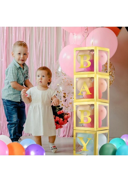 4pcs Bebek Duş Için Bebek Kutuları Altın Berrak Balon Kutusu Cinsiyet Ortaya Çıkıyor Dekorasyonlar ve Doğum Günü Dekorasyonları (Yurt Dışından) indirimleri