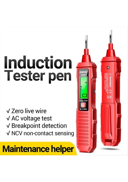 Aneng VD807 Dijital Voltaj Dedektörü Test Cihazı AC12-300V Voltaj Test Cirsi Devre Ncv Sensör Tel Elektrikçi Aracı (Kırmızı) (Yurt Dışından) indirimleri