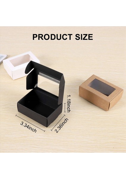 60 Pcs Mini Kraft Kağıt Kutusu Pencereli Mevcut Paketleme Kutusu Sabun Kutusu Fırın Şekeri (Siyah Kahverengi Beyaz) (Yurt Dışından) indirimleri