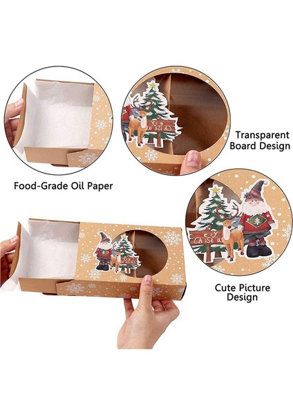 24PCS Noel Kurabiye Kutusu Gıda Güvenli Kraft Kağıt Pişirme Kutusu Ambalaj Kekleri Için Hamur Işleri Noel Partilerinde Set (Yurt Dışından) fiyatları