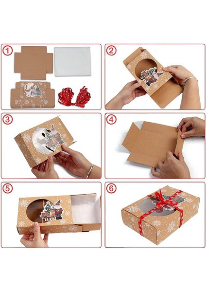 24PCS Noel Kurabiye Kutusu Gıda Güvenli Kraft Kağıt Pişirme Kutusu Ambalaj Kekleri Için Hamur Işleri Noel Partilerinde Set (Yurt Dışından) fırsatları