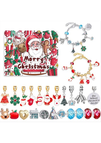 Noel Takvim Takı Kutusu 24 Gün Geri Sayım Takvimleri Noel Yeni Yıl Si Için Takı Bilezikleri A (Yurt Dışından)
