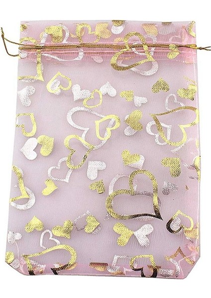 200 Adet 9X12CM Kalp Baskılı Pembe Organza Çantaları Mücevher Torbaları (Yurt Dışından) fiyatları
