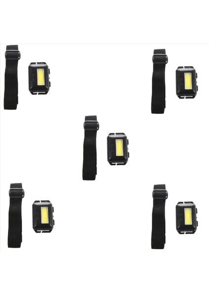 5x Cob LED Mini Kafa Işık Lamba Far Far 3 Mod Yağmur Geçidi Kafa El Feneri Dış Mekan Kamp Balıkçılık Siyah (Yurt Dışından)