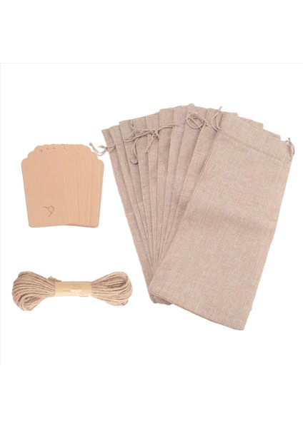 Çuval Bezi Şarap Çantaları Şarap Çantaları Drawstrings Tek Yeniden Kullanılabilir Şarap Şişesi Kapakları Halat ve Etiketler (10 Pc) (Yurt Dışından)