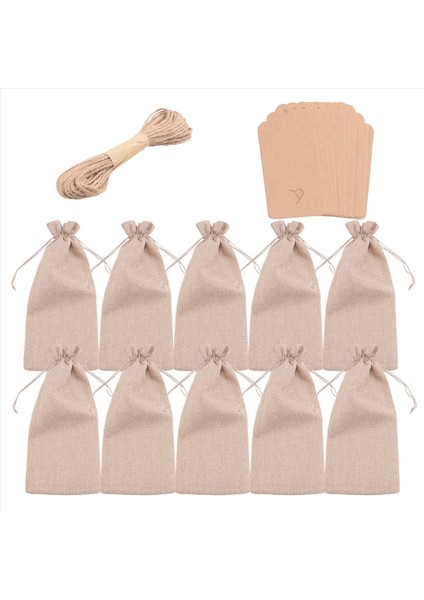 Çuval Bezi Şarap Çantaları Şarap Çantaları Drawstrings Tek Yeniden Kullanılabilir Şarap Şişesi Kapakları Halat ve Etiketler (10 Pc) (Yurt Dışından) modelleri