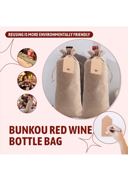 Çuval Bezi Şarap Çantaları Şarap Çantaları Drawstrings Tek Yeniden Kullanılabilir Şarap Şişesi Kapakları Halat ve Etiketler (10 Pc) (Yurt Dışından) indirimleri