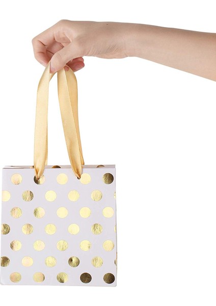 Şerit Kulplu Küçük Çantaları Altın Mini Çantası (Metalik Noktalar 16 Paket Toplu) (Yurt Dışından) fiyatları