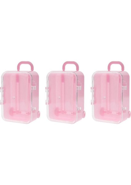 3x Pembe Mini Roller Seyahat Bavul Şeker Kutusu Kişilik Yaratıcı Düğün Şeker Kutusu Bagaj Tramvay Kılıfı Şeker Oyuncak (Yurt Dışından)