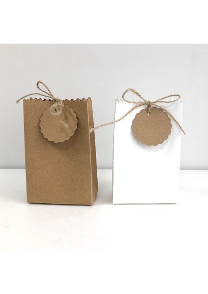 50PCS Kraft Paper Kutusu Şerit Etiketleri ile Kurabiye Şeker Ambalaj Çantası Düğün Doğum Günü Partisi Dekor Malzemeleri Kahverengi (Yurt Dışından) modelleri