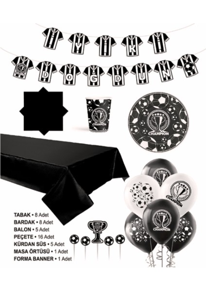 Beşiktaş Takım Taraftar Bardak Tabak Balon Masa Örtüsü Kutlama Seti