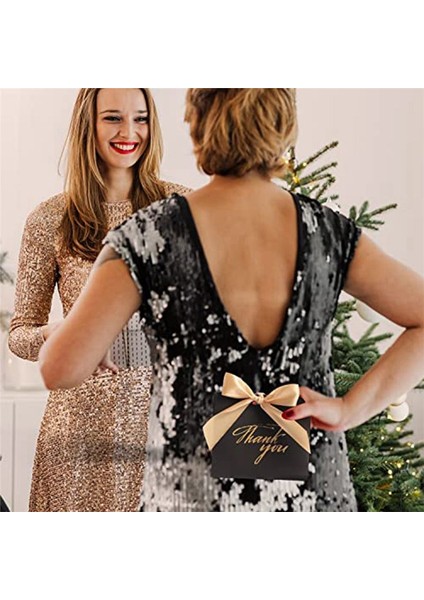 24PACK Küçük Teşekkür Ederim Çantası Parti Lehine Çantalar Altın Yay Şeridi ile Kutuları Et Kağıt Çantaları B (Yurt Dışından) fiyatları