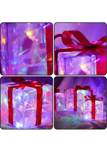 Noel Işık Kutusu LED Işık Noel Kutusu Dekorasyonları Noel Ağacı Ev Çim Dekorasyonları A (Yurt Dışından)